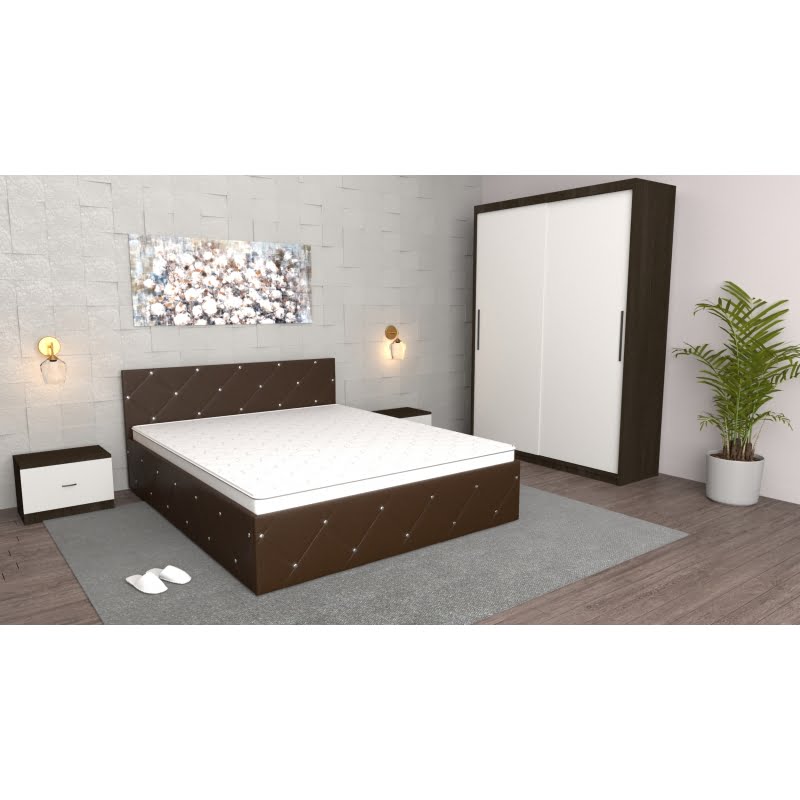 26.jpg Dormitor Milano Wenge cu Dulap usi Glisante fara oglinda, Pat Matrimonial Wenge si Noptiere Wenge - imagine 1