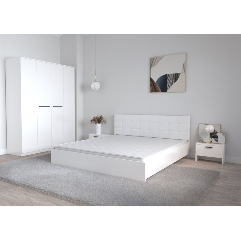 33-1.jpg Set Dormitor Coral Alb cu tablie tapitata Dulap Lorena 4 usi si Noptiere - imagine 1