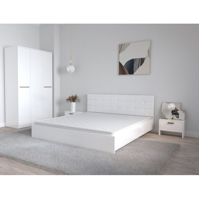 34-1.jpg Set Dormitor Coral Alb cu tablie tapitata Dulap Lorena 3 usi si Noptiere - imagine 1