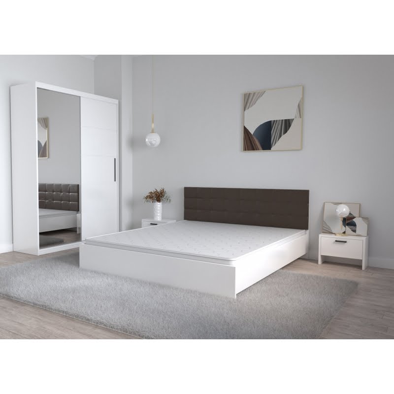 35-1.jpg Set Dormitor Coral Alb cu tablie tapitata Wenge Dressing 2 usi glisante cu oglinda si Noptiere - imagine 1