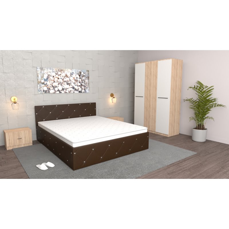 35.jpg Dormitor Milano Wenge Sonoma cu Dulap 3 usi Sonoma,Pat Matrimonial Wege si Noptiere Sonoma - imagine 1