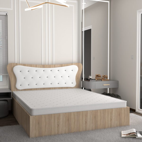 Pat Dante Sonoma cu Tapiterie Alba 160 cm x 200 cm fara Saltea