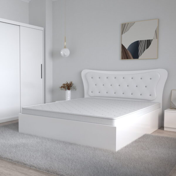 Dormitor Dante Alb pat Tapiterie Alba 160