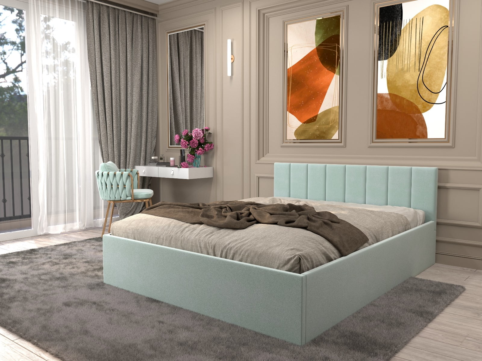 Imagine-WhatsApp-2023-12-19-la-14.34.16_fc7994b3-2.jpg Pat Oliver 120 cm x 200 cm Tapitat Vernil Stofa cu saltea - imagine 1