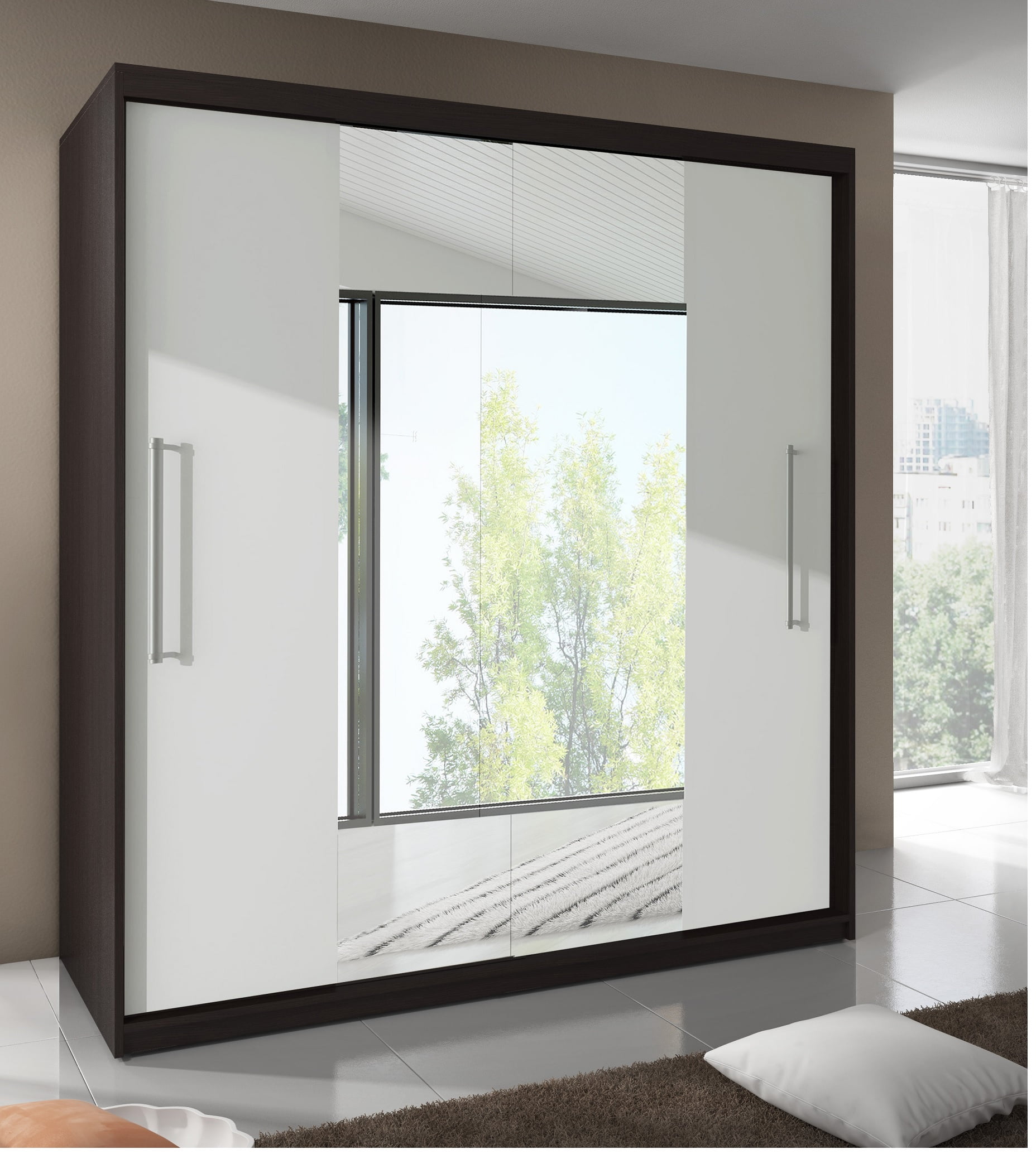 Untitled-3.jpg Dressing Sebastian 200 cm Wenghe cu usi Albe glisante cu oglinda - imagine 1