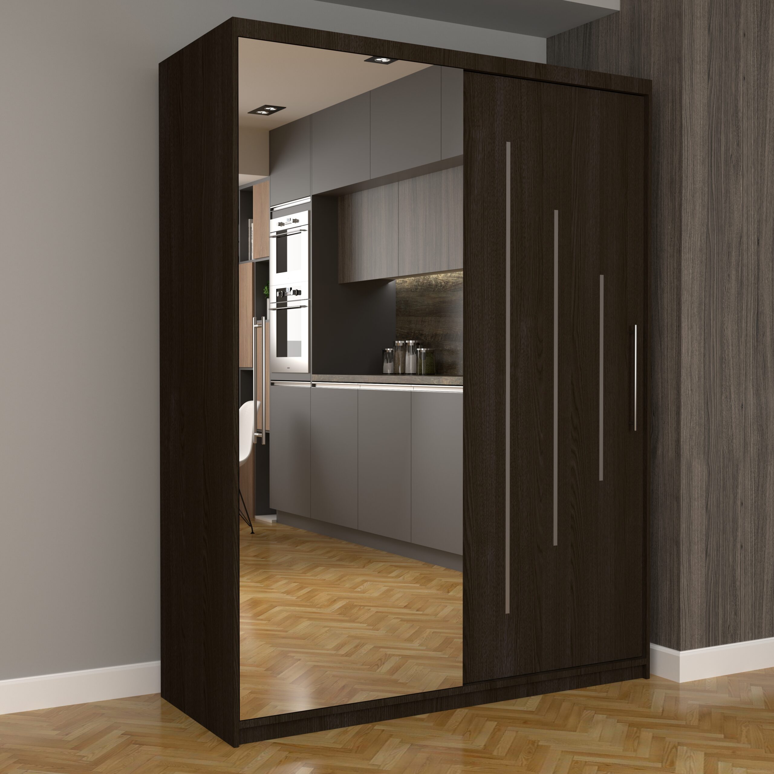 a-105-scaled-1.jpg Dulap Dormitor Nova Ultra 150 cm x 200 cm , cu oglinda , wenge cu usi glisante wenge - imagine 1