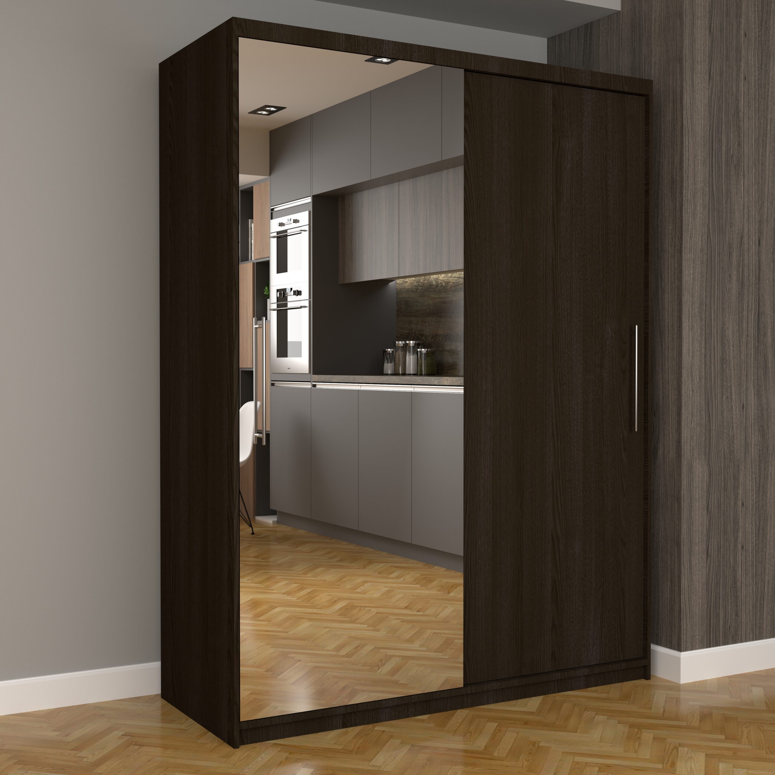 a-112-scaled-1.jpg Dulap Dormitor Nova Eco 150 cm x 200 cm, cu oglinda, wenge cu usi glisante wenge - imagine 1