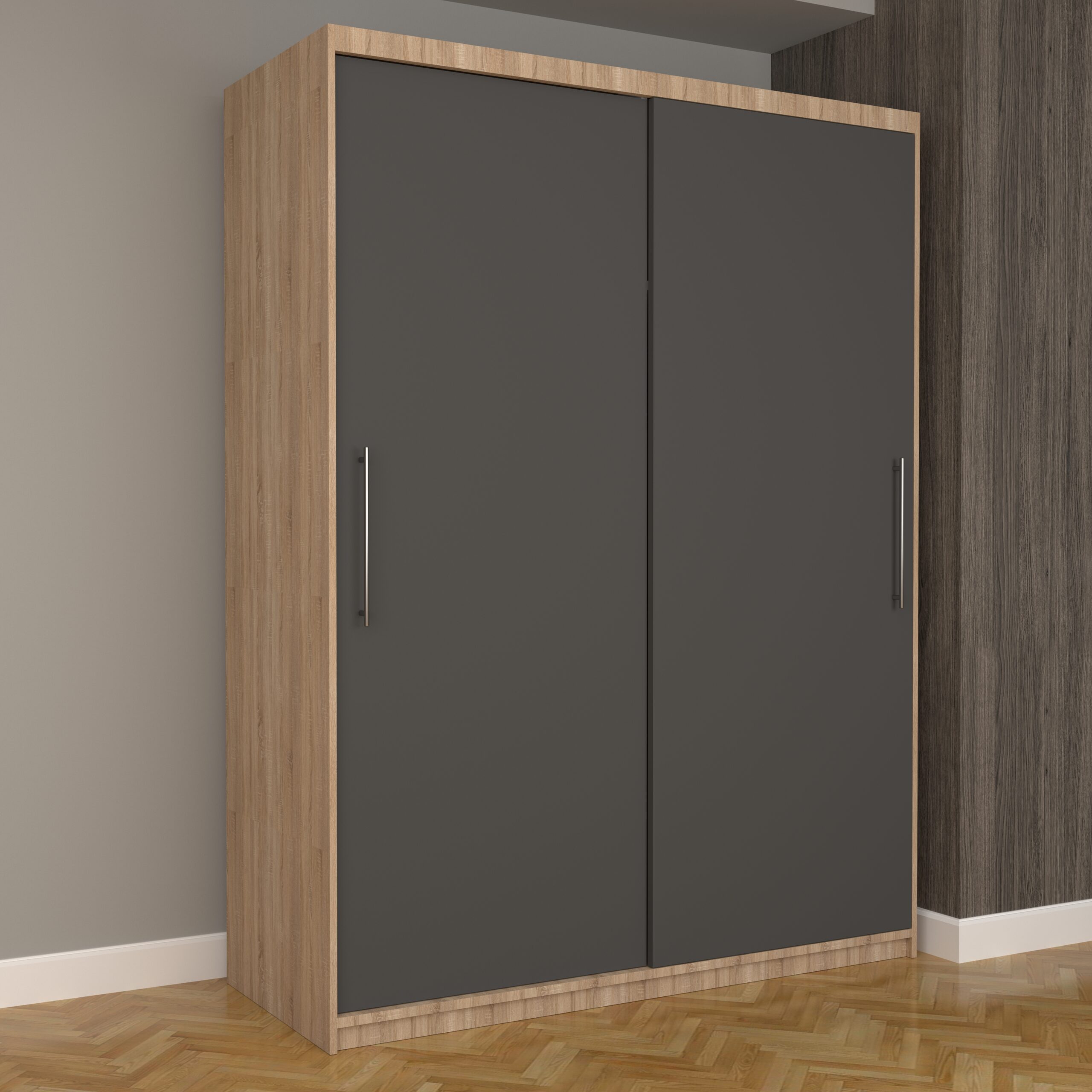 a-14-scaled-1.jpg Dulap Dormitor Nova Eco 150 cm x 200 cm, fara oglinda, sonoma cu usi glisante gri - imagine 1