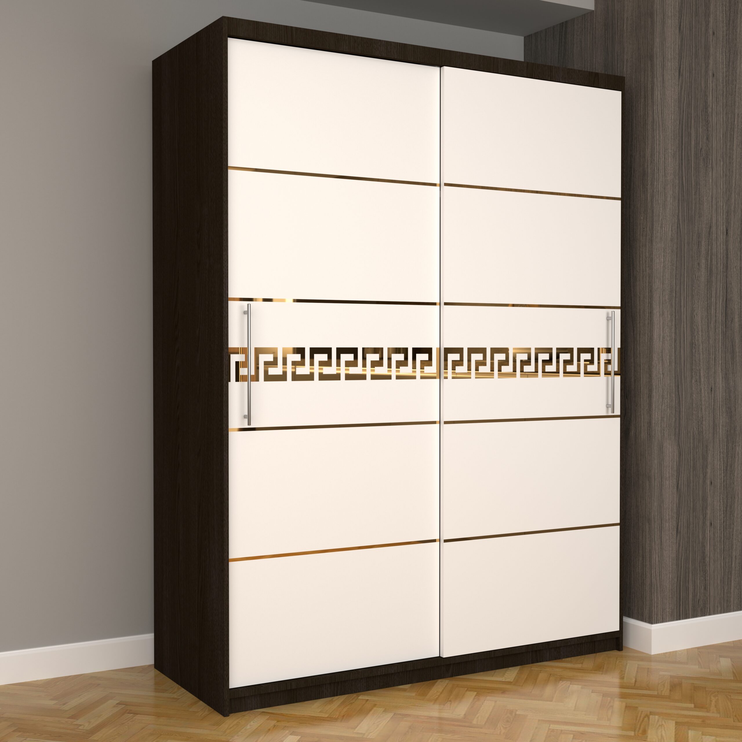 a-148-scaled-1.jpg Dulap Dormitor Nova Gold 150 cm x 200 cm fara oglinda Wenge cu usi glisante Alb - imagine 1