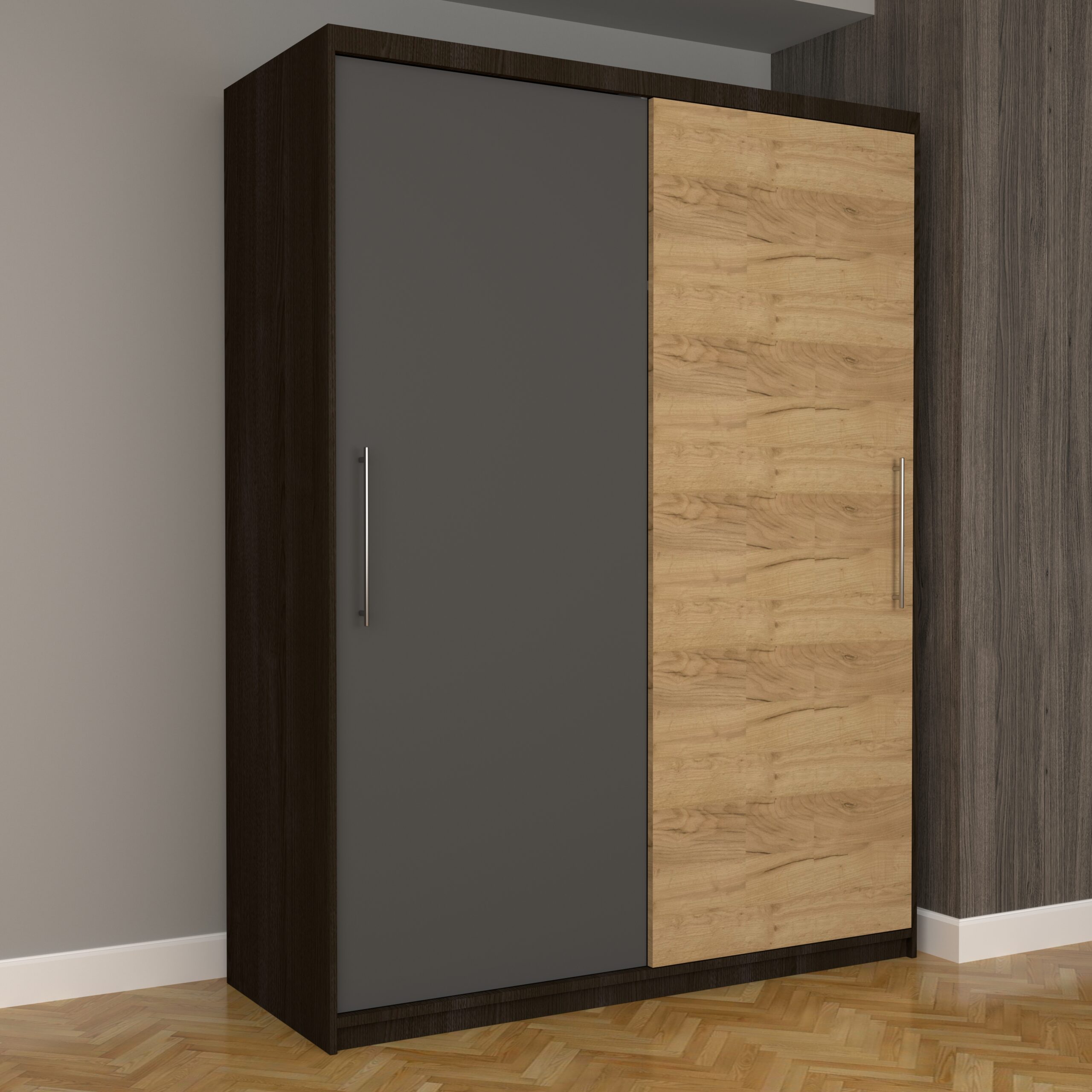 a-19-scaled-1.jpg Dulap Dormitor Nova Eco 150 cm x 200 cm, fara oglinda, wenge cu usi glisante gri oak craft gold - imagine 1