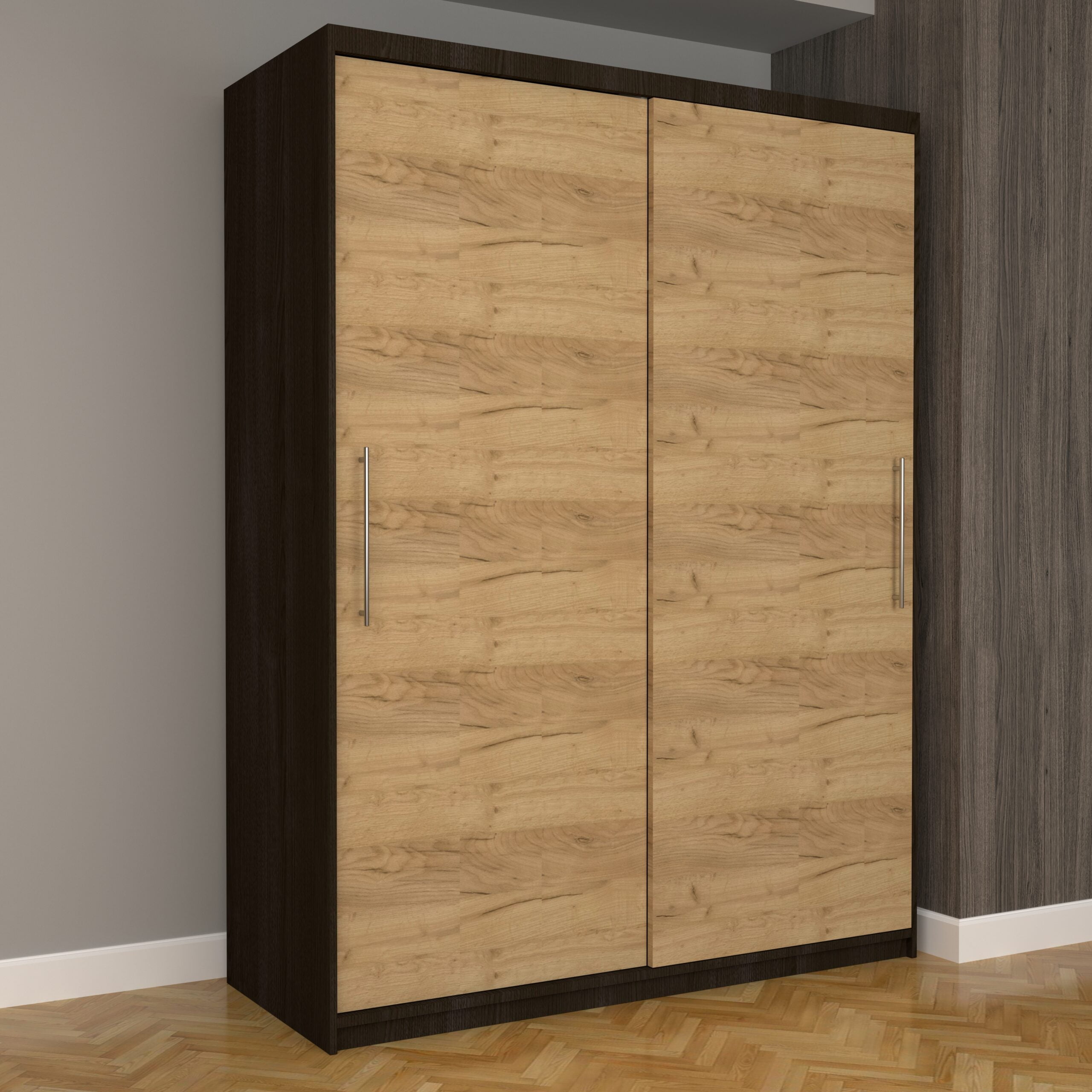 a-24-scaled-1.jpg Dulap Dormitor Nova Eco 150 cm x 200 cm, fara oglinda, wenge cu usi glisante oak craft gold - imagine 1