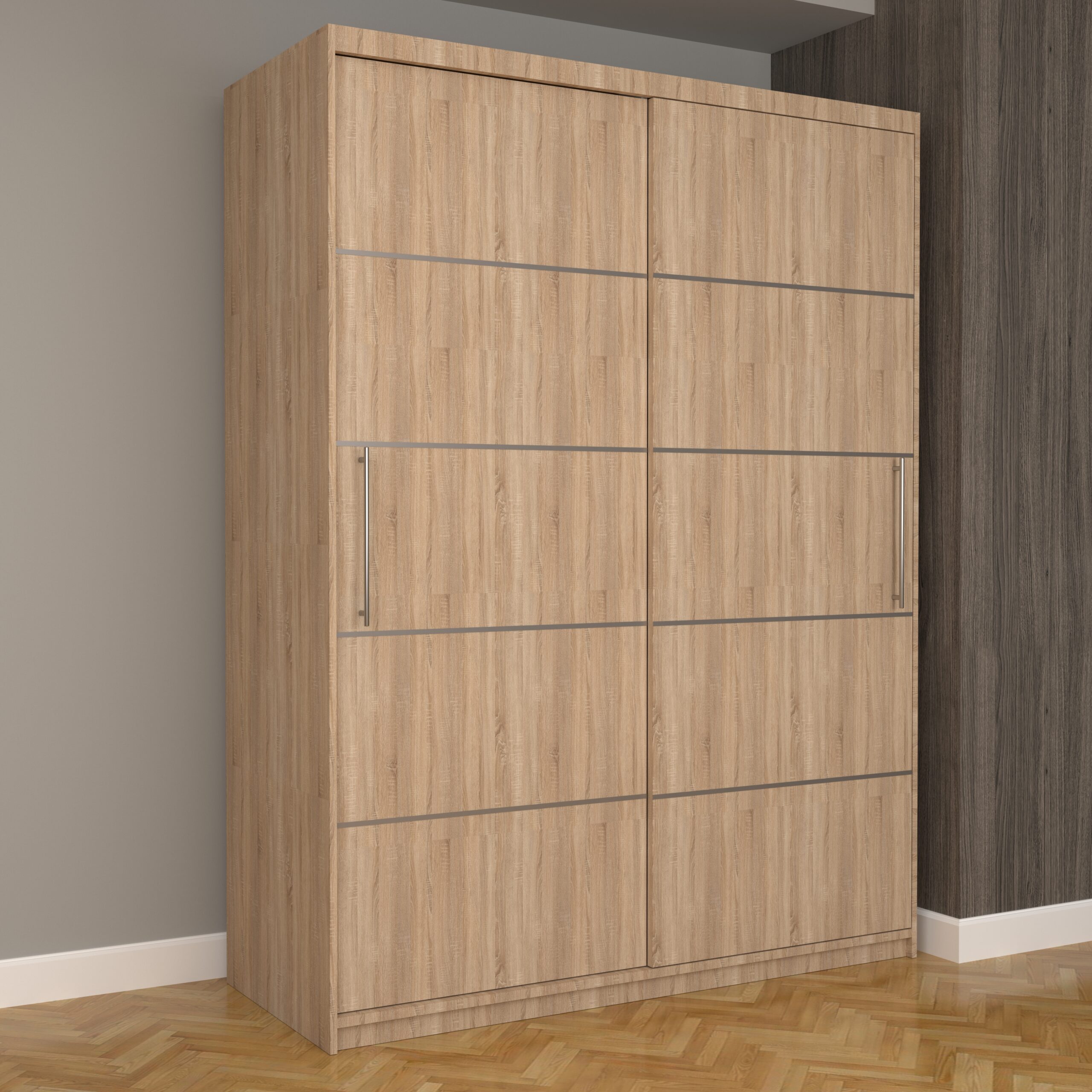 a-52-scaled-1.jpg Dulap Dormitor Nova Plus 150 cm x 200 cm, fara oglinda, Sonoma cu usi glisante Sonoma - imagine 1