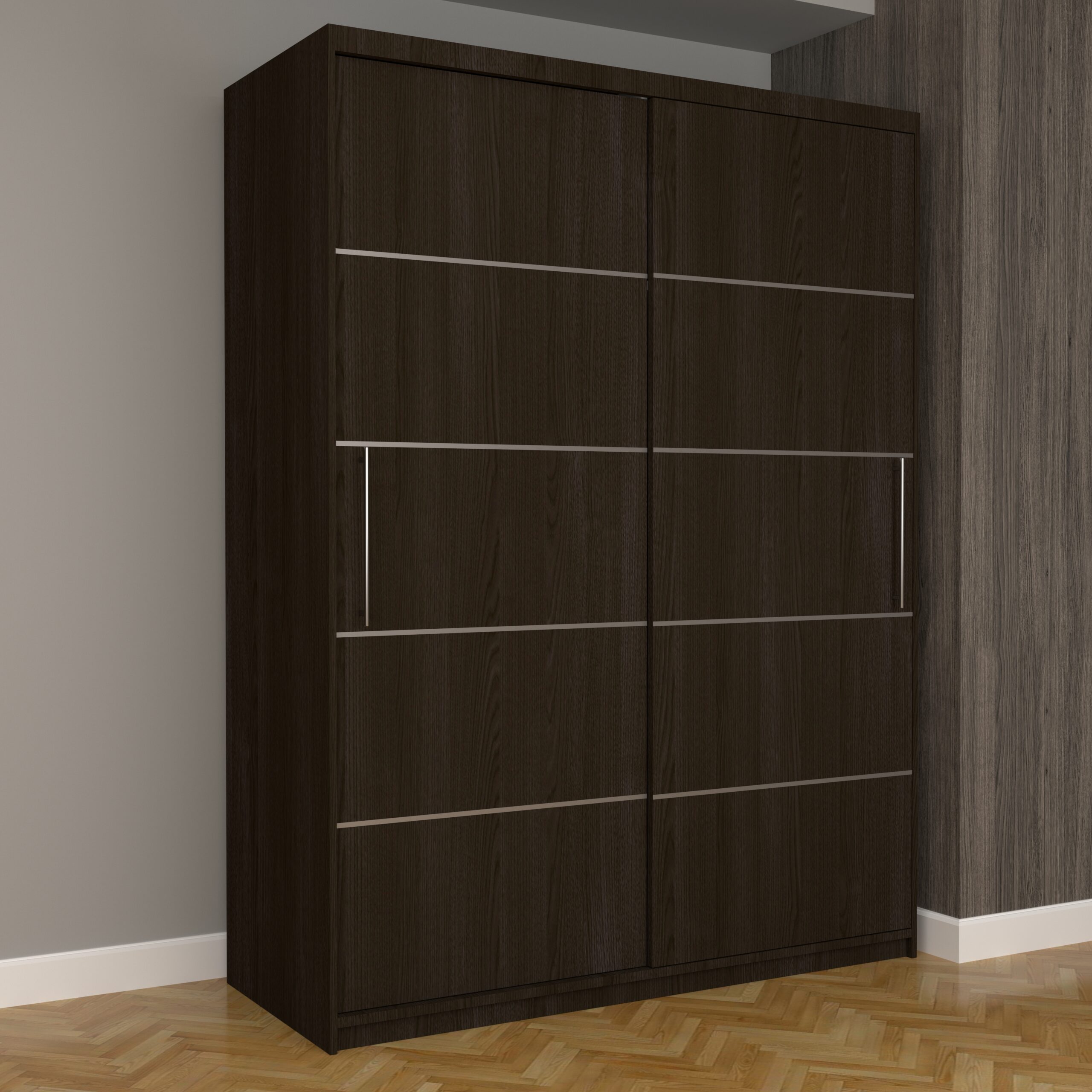 a-61-scaled-1.jpg Dulap Dormitor Nova Plus 150 cm x 200 cm, fara oglinda, Wenge cu usi glisante Wenge - imagine 1