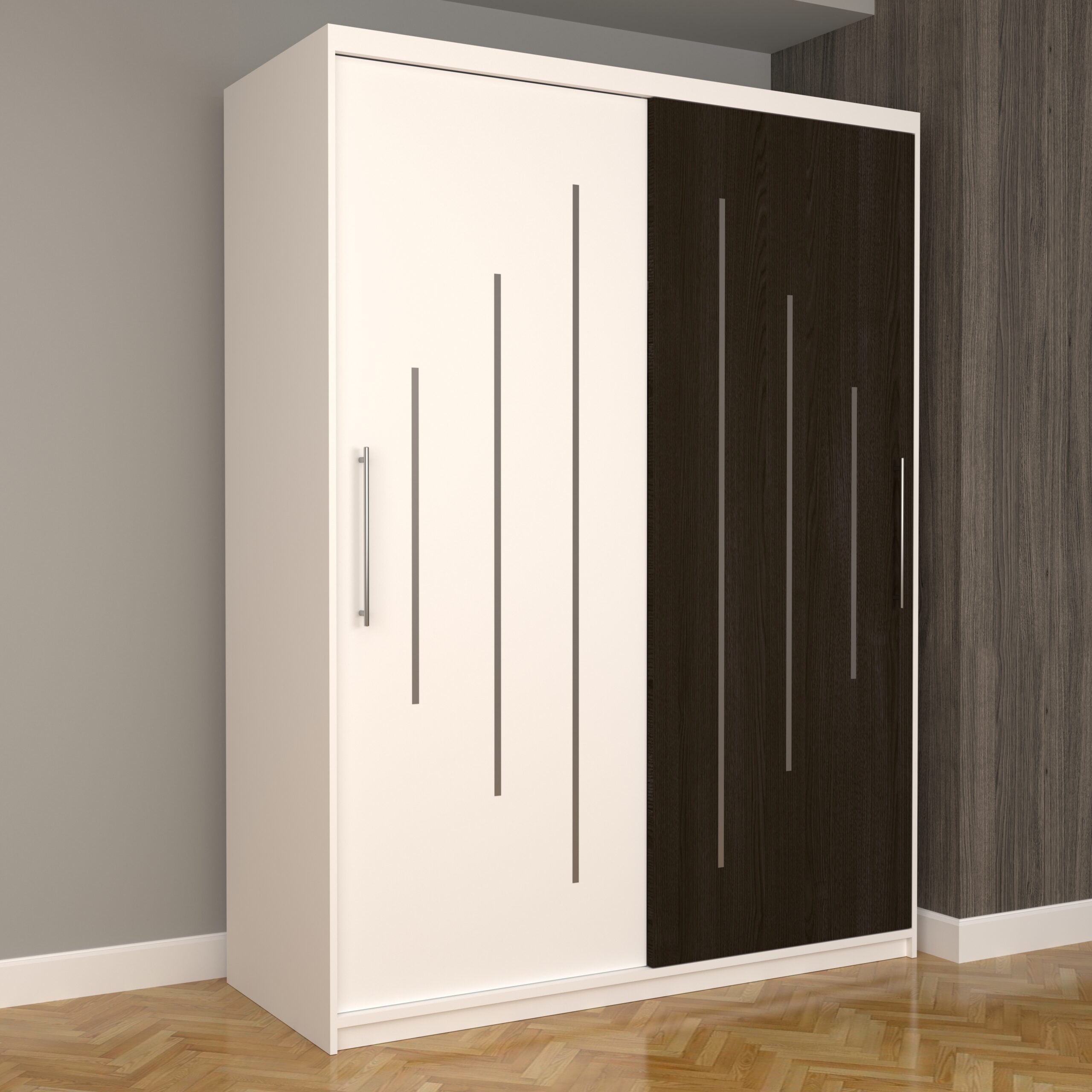 a-68-scaled-1.jpg Dulap Dormitor Nova Ultra 150 cm x 200 cm , fara oglinda , alb cu usi glisante alb wenge - imagine 1