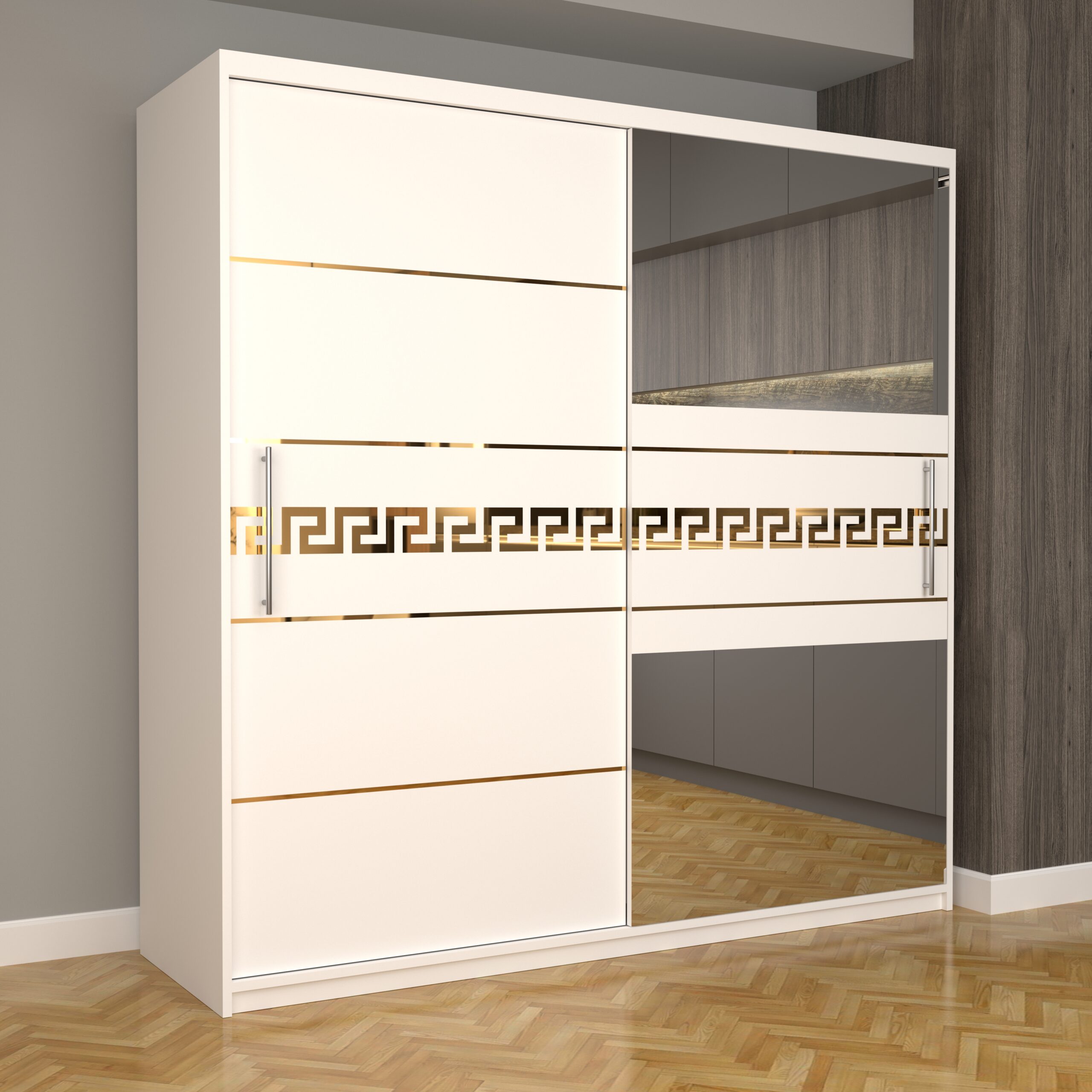 b-108-scaled-1.jpg Dulap Dormitor Nova Gold 200 cm x 200 cm cu oglinda Alb cu usi Alb - imagine 1