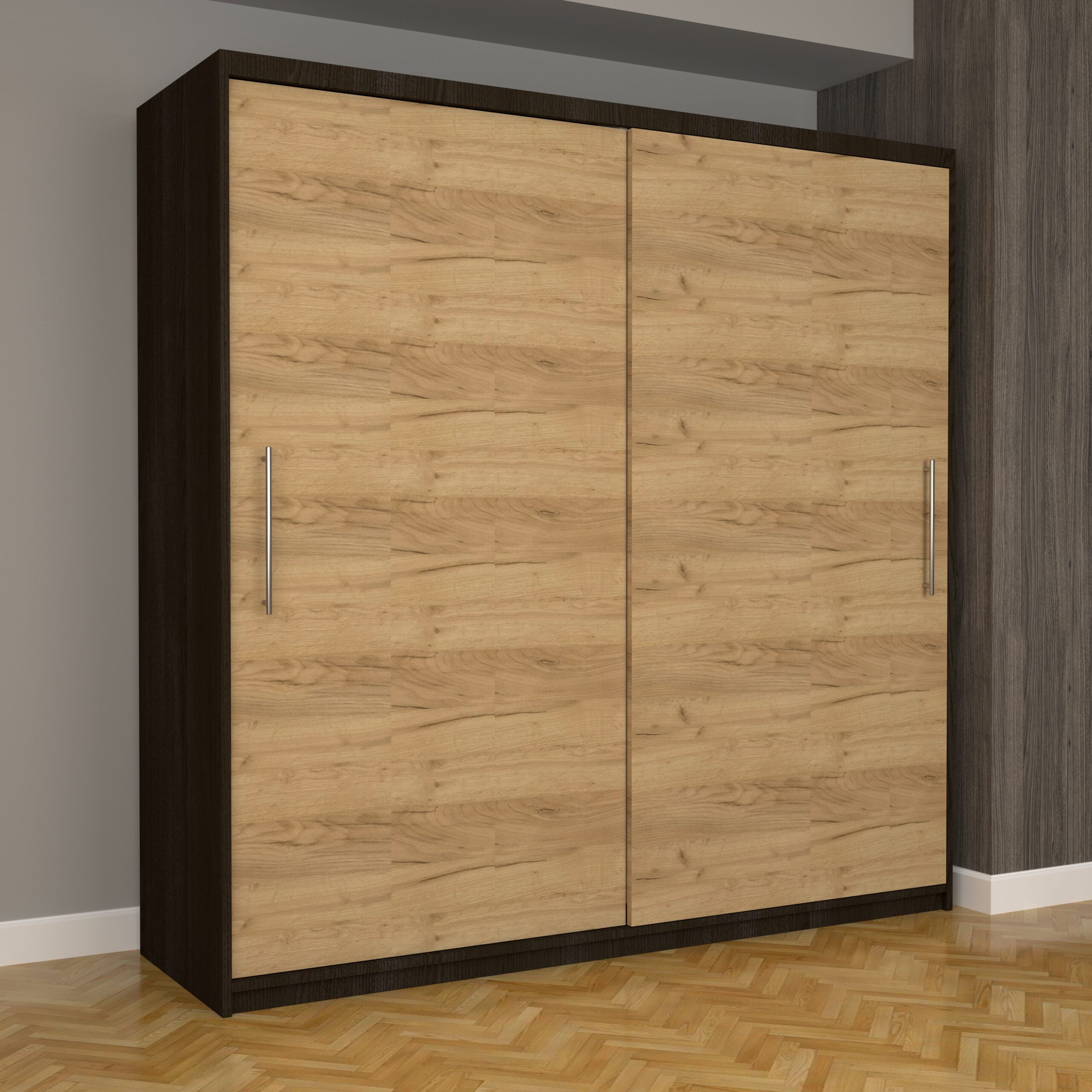 b-21-scaled-1.jpg Dulap Dormitor Nova Eco 200 cm x 200 cm fara oglinda Wenge cu usi Glisante Oak Craft Gold - imagine 1