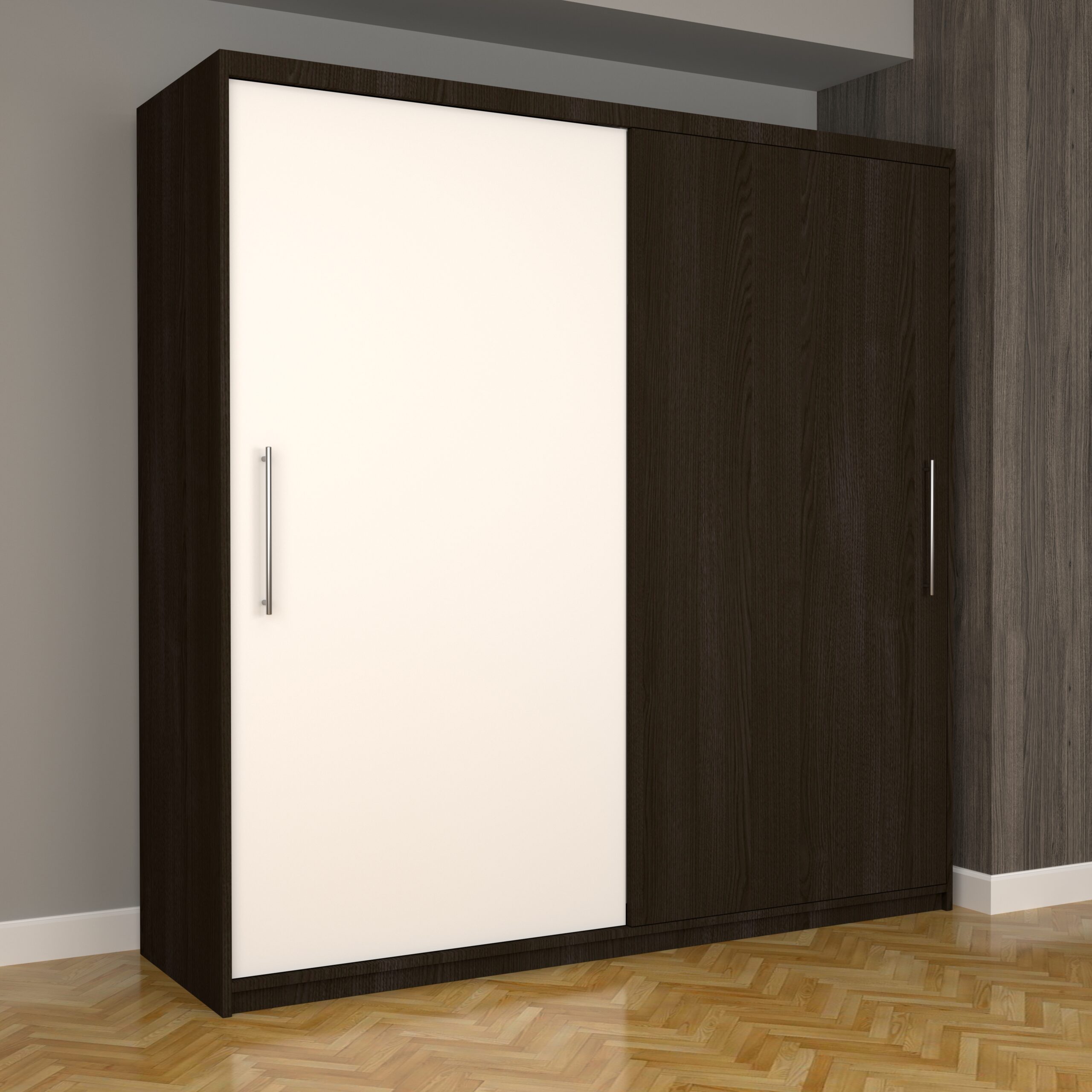 b-24-scaled-1.jpg Dulap Dormitor Nova Eco 200 cm x 200 cm Fara oglinda Wenge cu usi glisante Wenge Alb - imagine 1