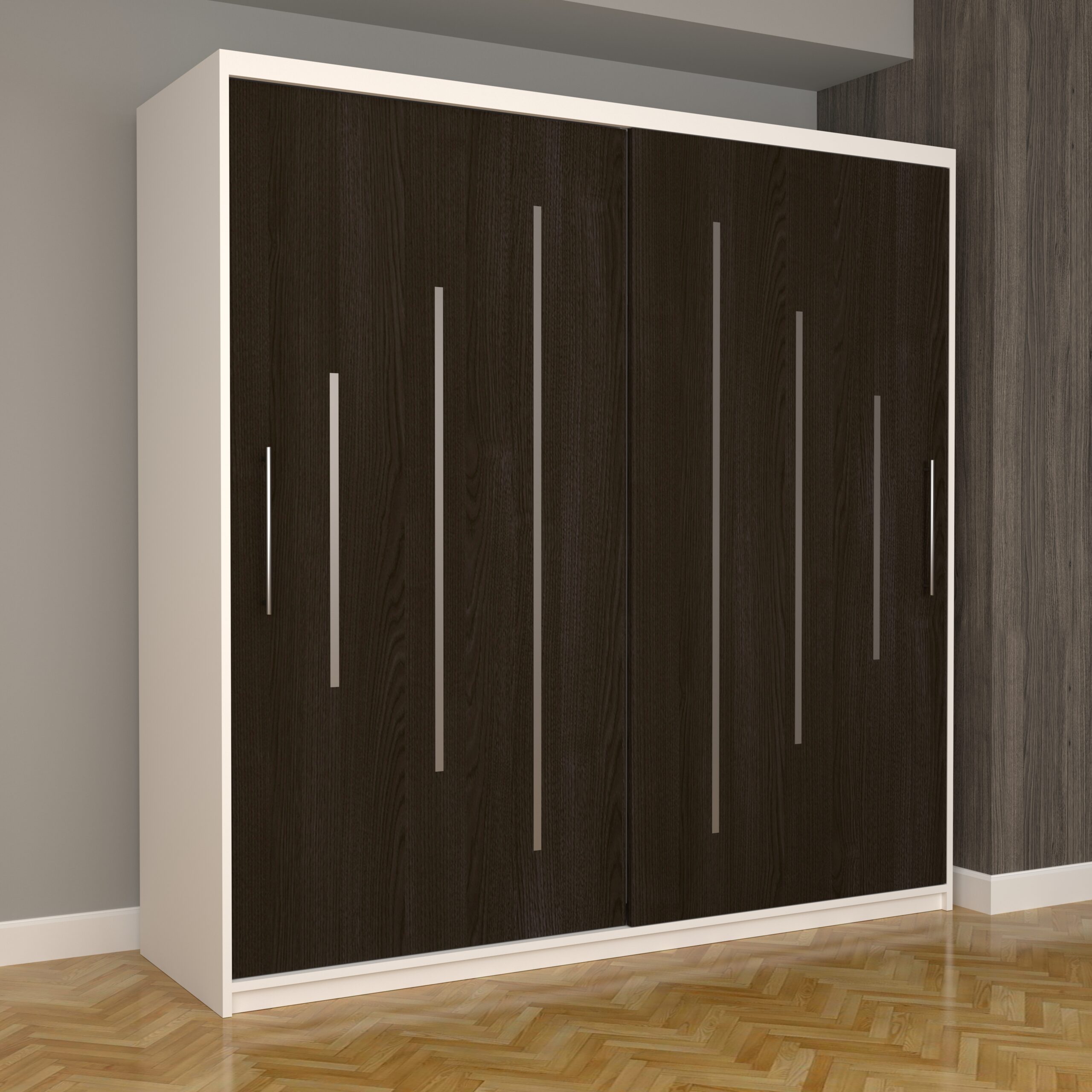 b-55-scaled-1.jpg Dulap Dormitor Nova Ultra 200 cm x 200 cm , fara oglinda , alb cu usi glisante wenge - imagine 1