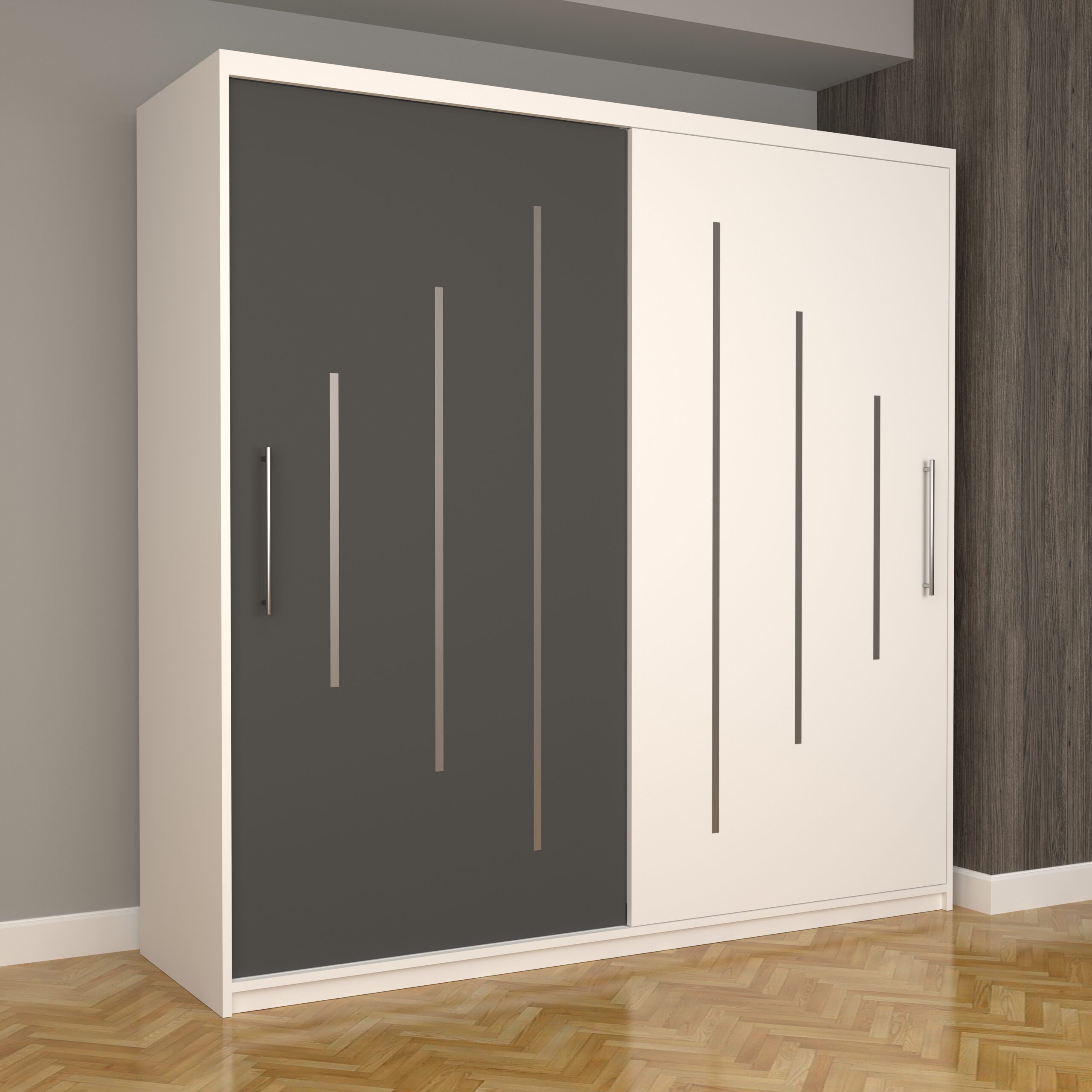 b-62-scaled-1.jpg Dulap Dormitor Nova Ultra 200 cm x 200 cm , fara oglinda , alb cu usi glisante gri alb - imagine 1