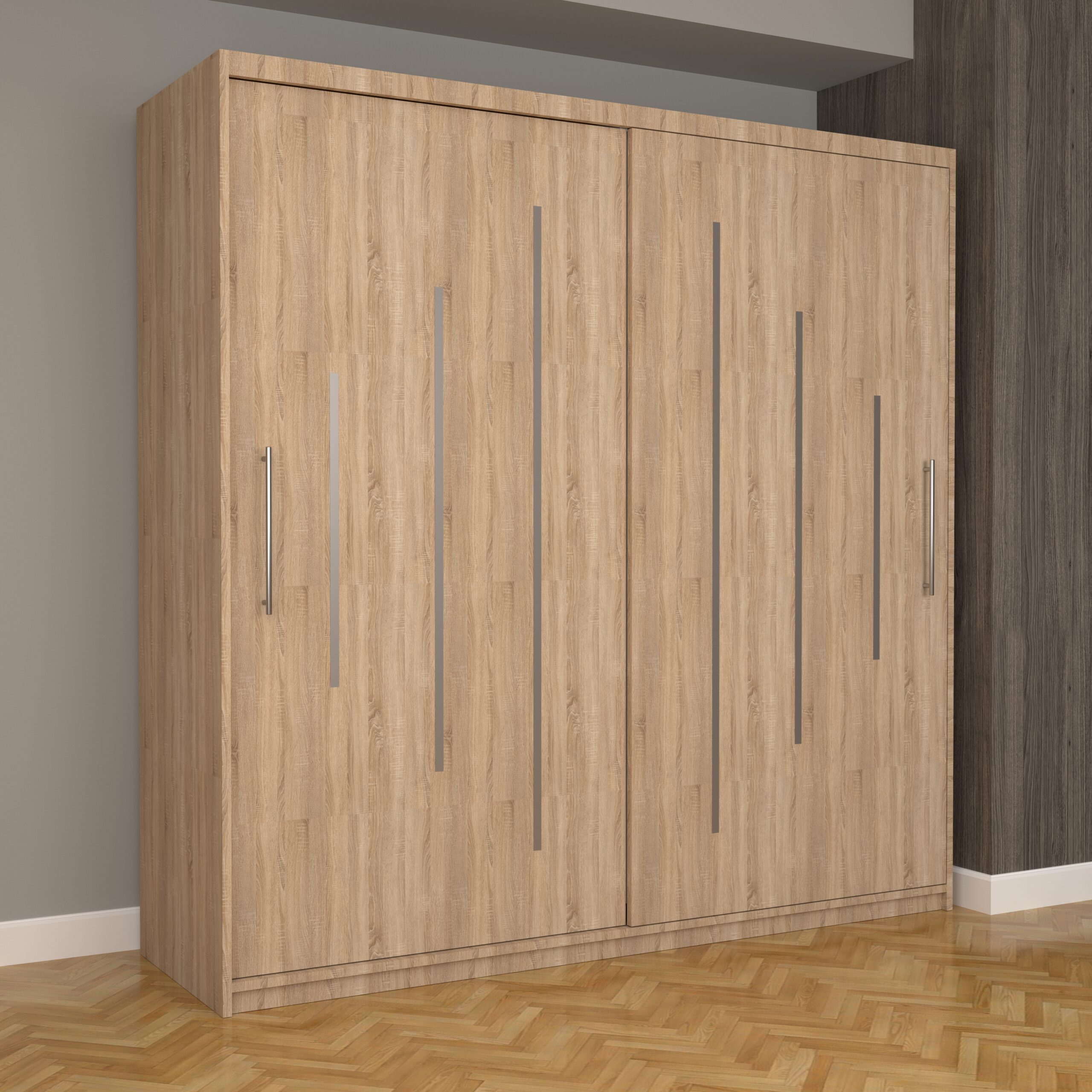 b-68-scaled-1.jpg Dulap Dormitor Nova Ultra 200 cm x 200 cm , fara oglinda , sonoma cu usi glisante sonoma - imagine 1