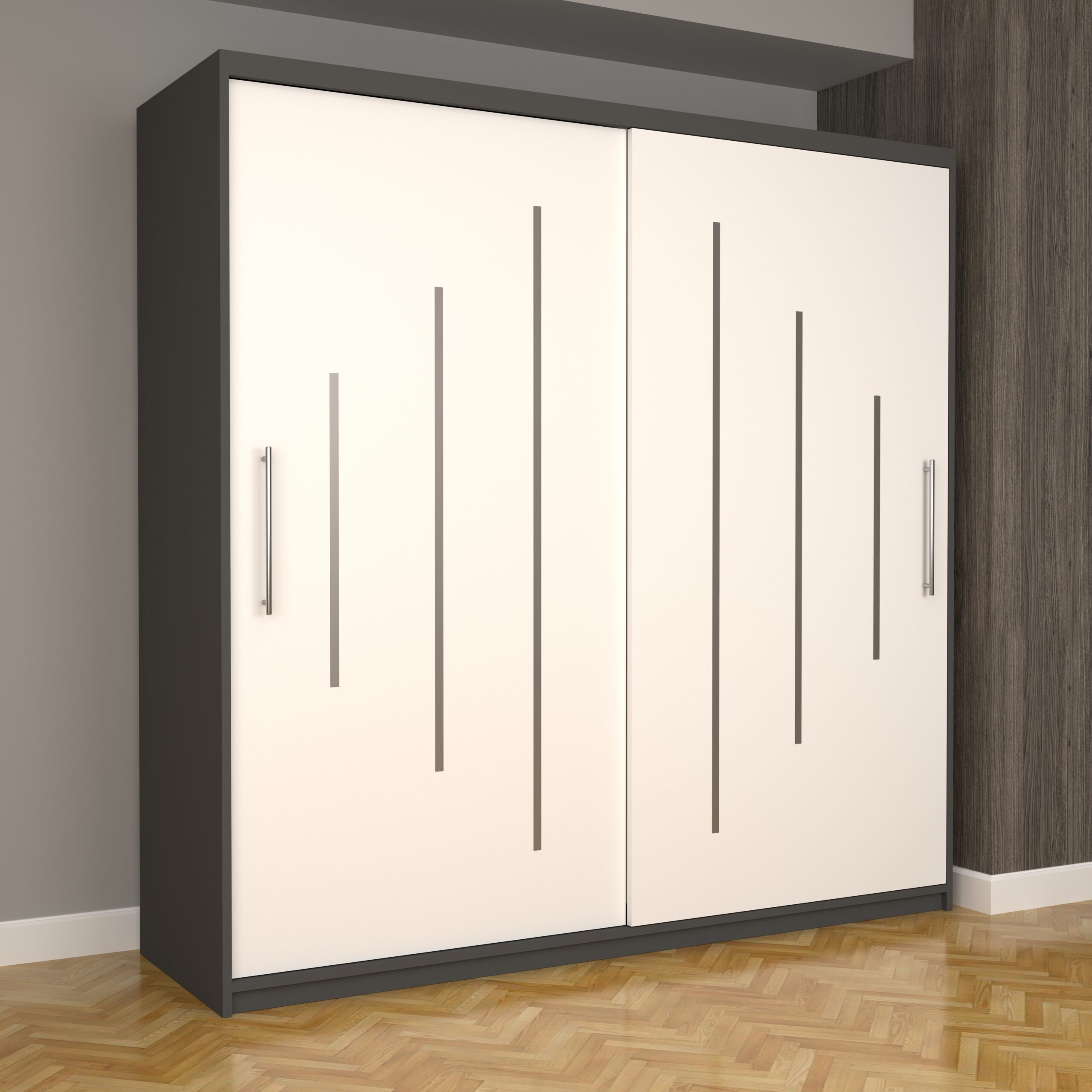 b-85-1-scaled-1.jpg Dulap Dormitor Nova Ultra 200 cm x 200 cm , fara oglinda , gri cu usi glisante albe - imagine 1