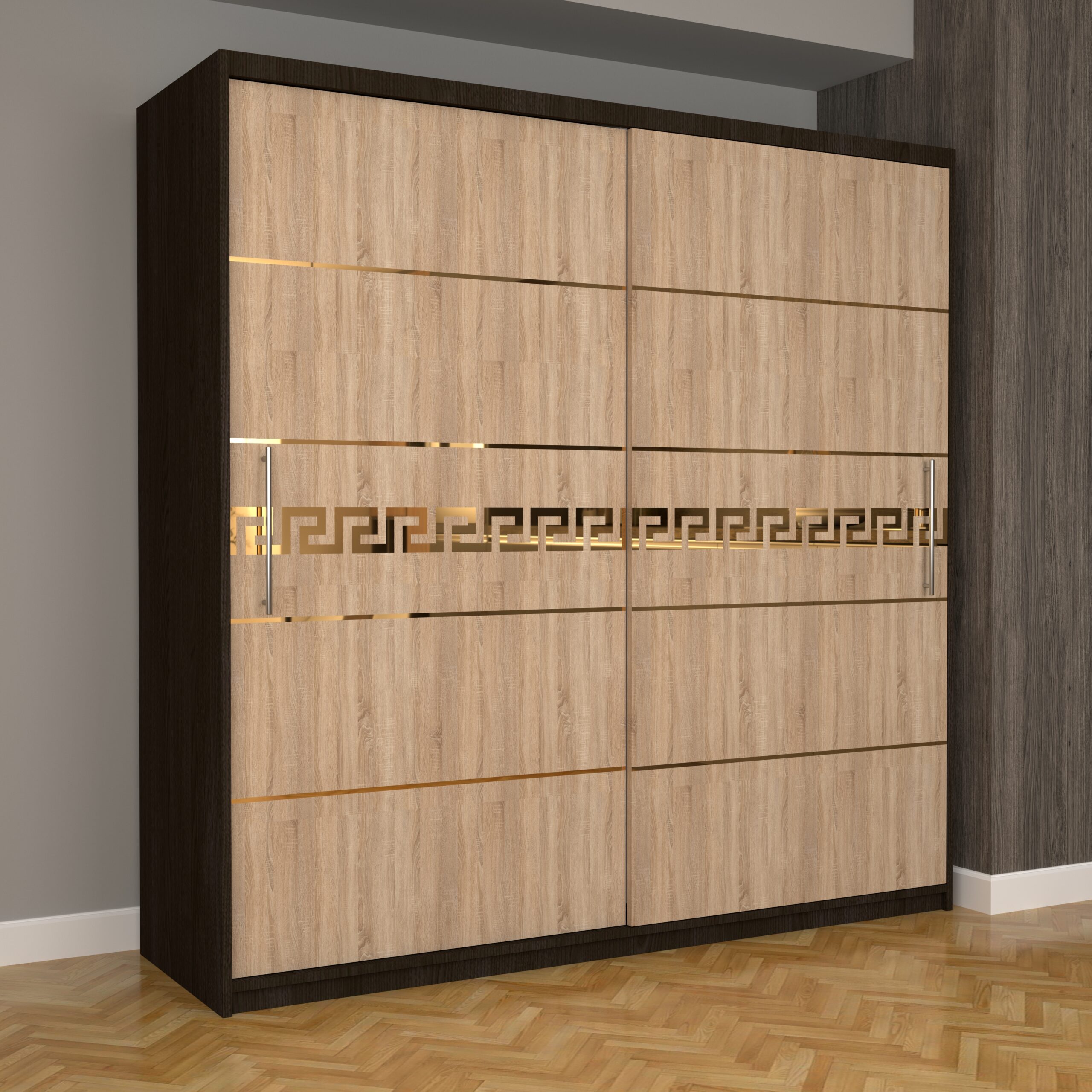 b-96-scaled-1.jpg Dulap Dormitor Nova Gold 200 cm x 200 cm fara oglinda Wenge cu usi glisante Sonoma - imagine 1