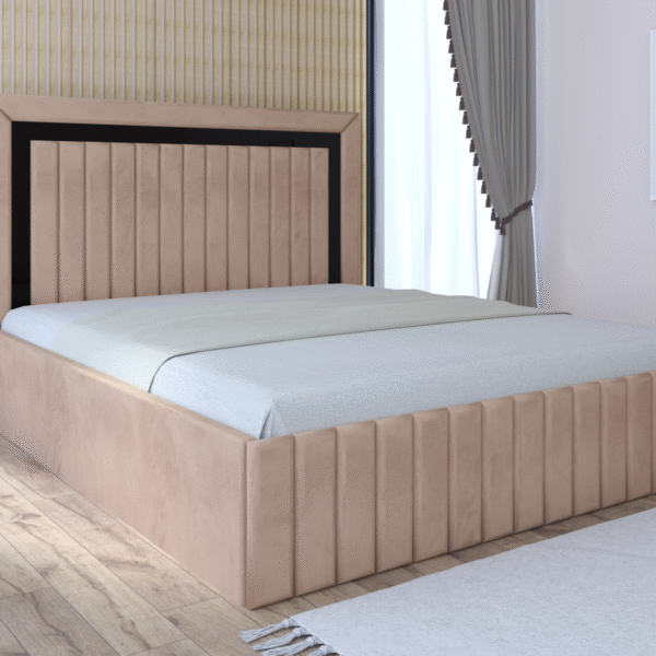 Pat tapitat Matei Bej Stofa cu oglinda Neagra