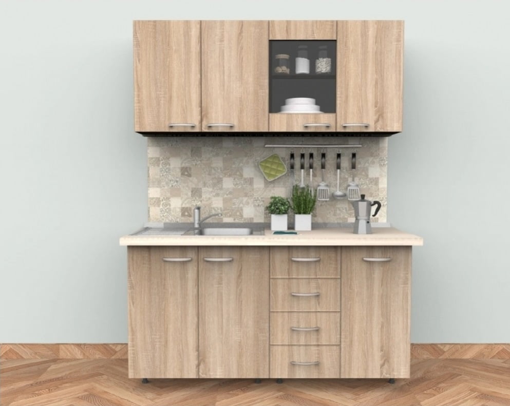 bucatarie-felicia-180-cm-alb-1499-lei.jpg Bucatarie Lorena Sonoma 160 cm - imagine 1