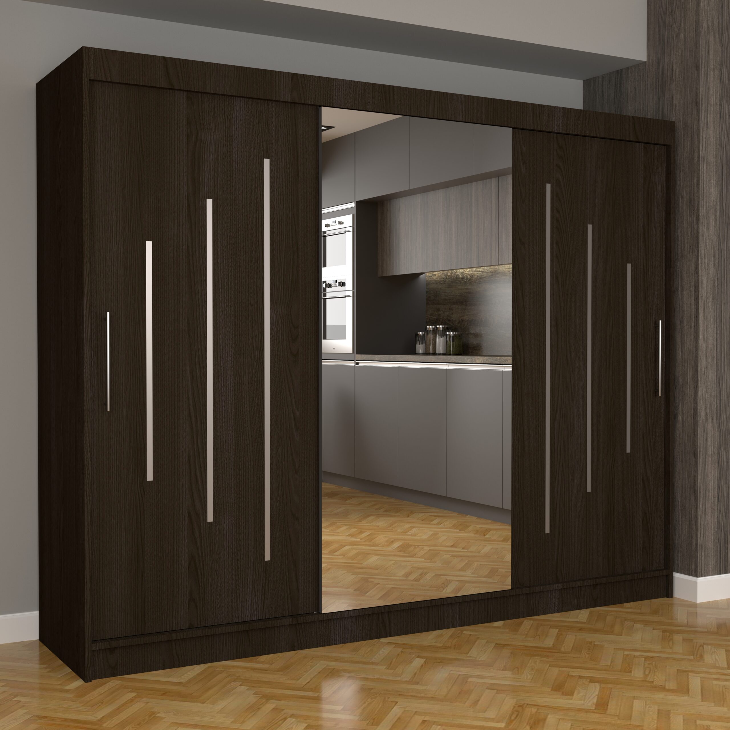 c-33-scaled-1.jpg Dulap Dormitor Nova Ultra 250 cm x 200 cm , cu Oglinda , Wenge cu usi glisante Wenge - imagine 1