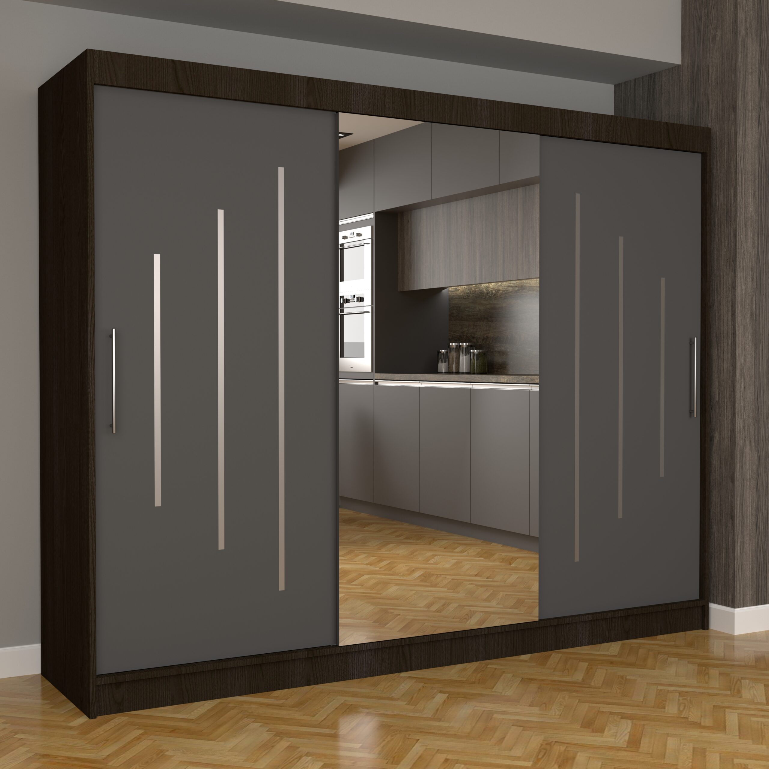 c-35-scaled-1.jpg Dulap Dormitor Nova Ultra 250 cm x 200 cm , cu Oglinda , Wenge cu usi glisante Gri - imagine 1