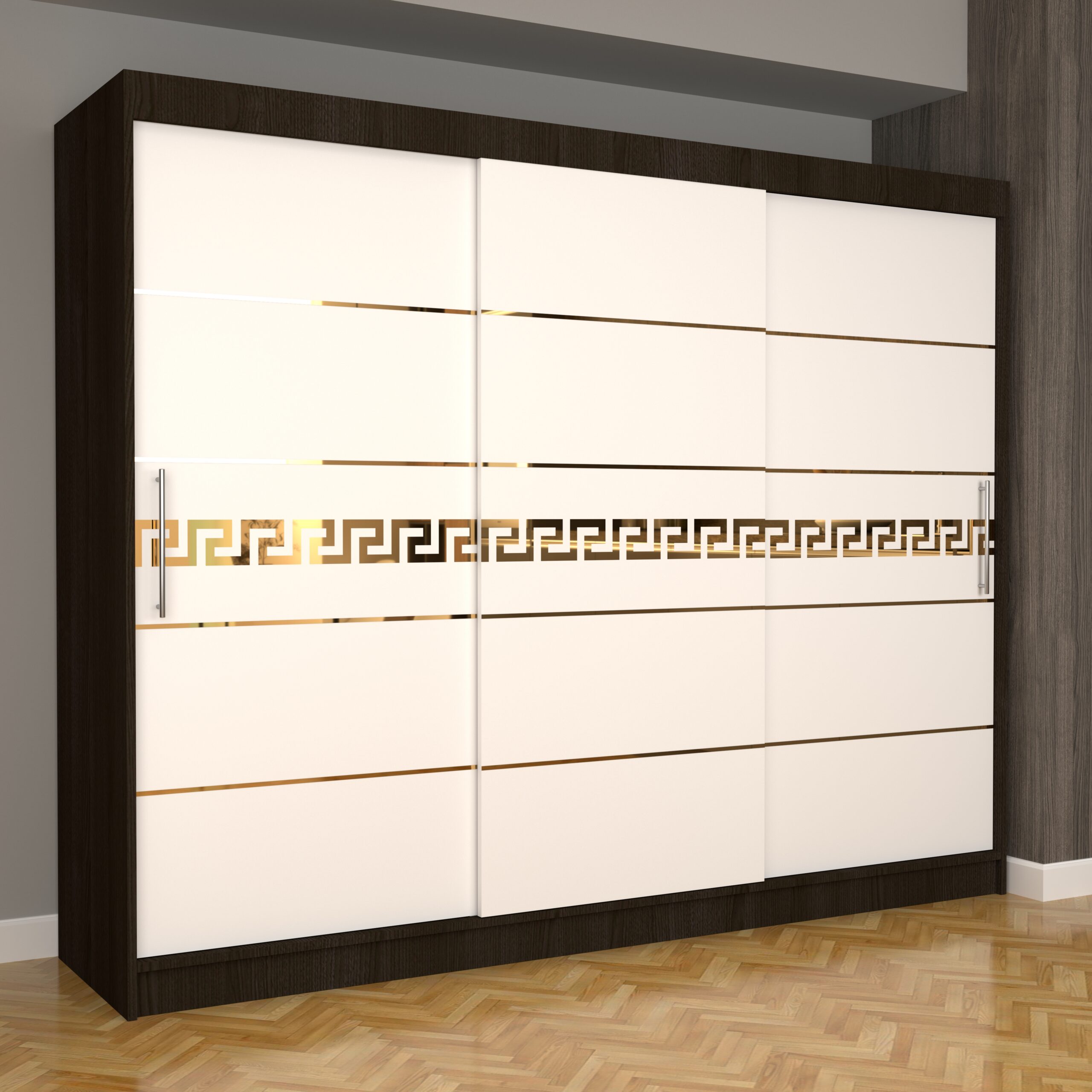 c-72-scaled-1.jpg Dulap Dormitor Nova Gold 250 cm x 200 cm Fara oglinda Wenge cu usi Glisante Alb - imagine 1