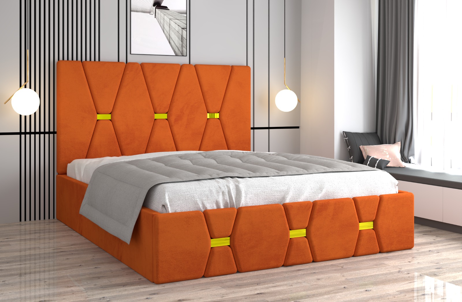 caramiziu-1.jpg Pat tapitat Maria Cărămiziu Stofa - imagine 1