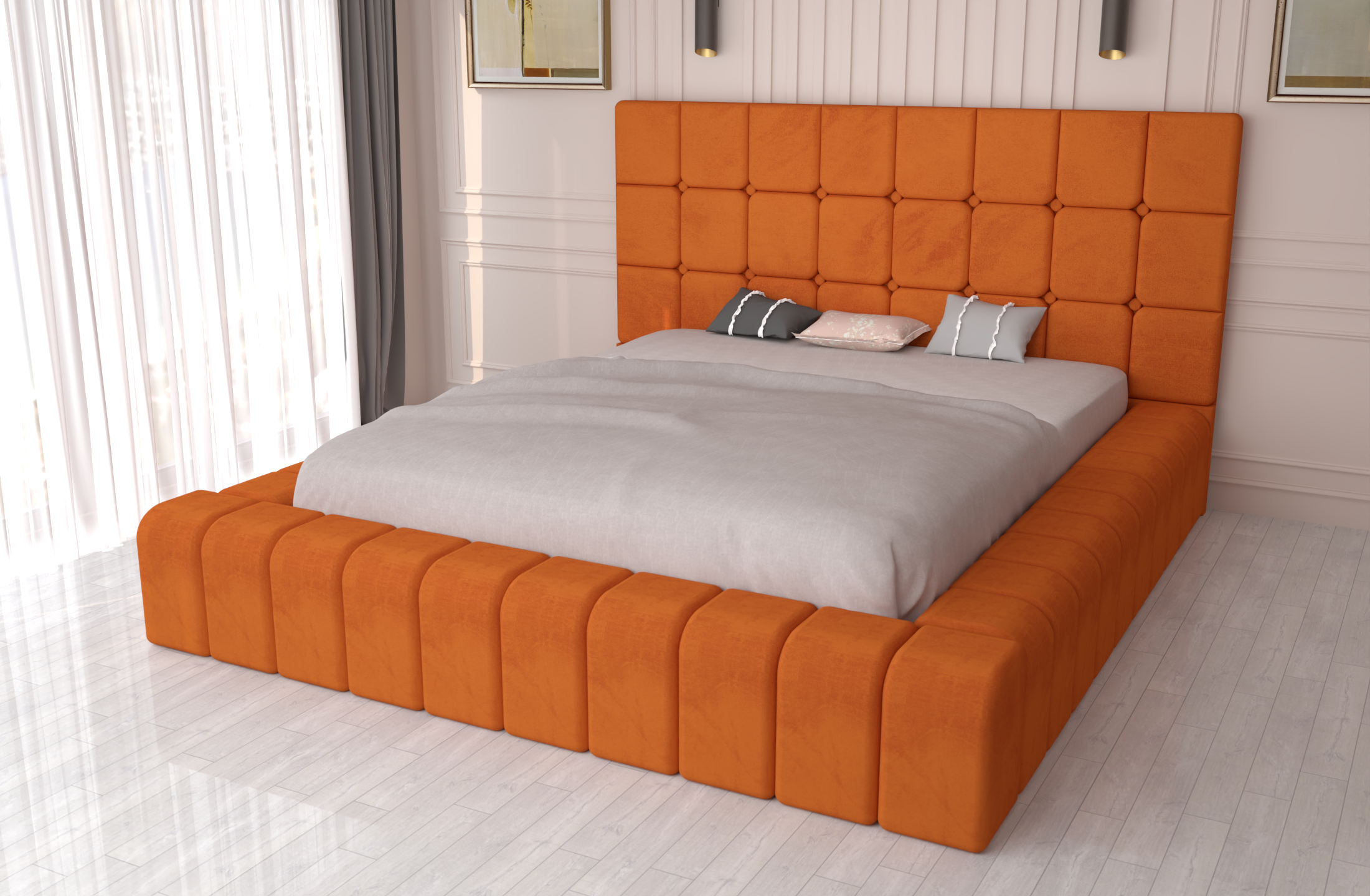 caramiziu.png Pat tapitat Regal Galaxy Cărămiziu Stofa - imagine 1