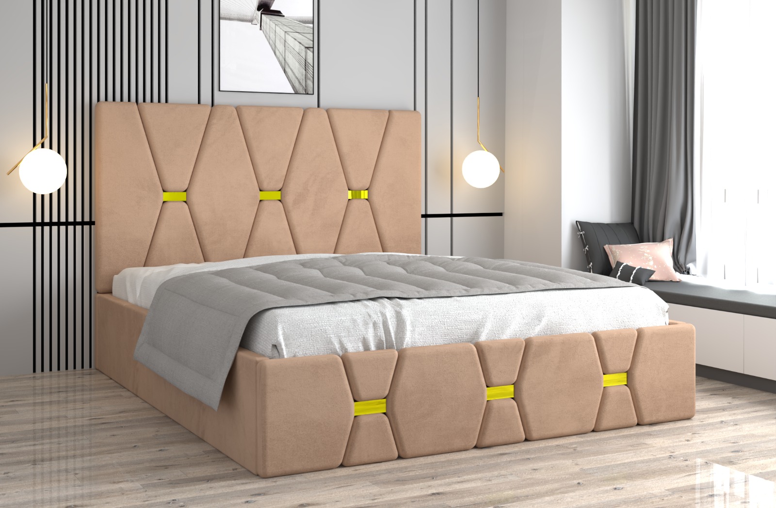 crem-1.jpg Pat tapitat Maria Crem Stofa - imagine 1