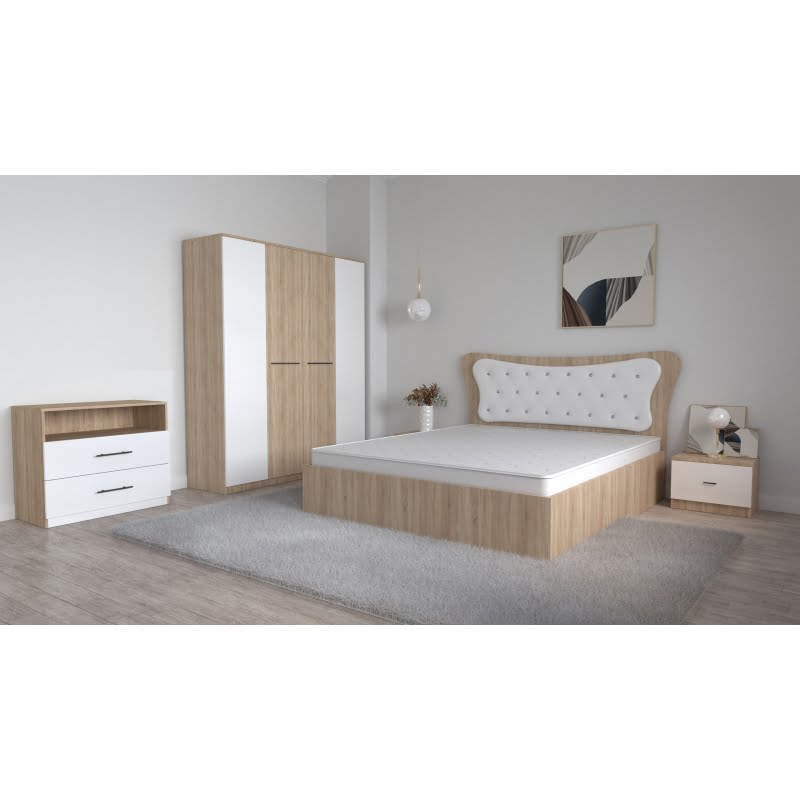 dormitor-dante-alb-cu-pat-matrimonial-160-cm-x-200-cm-dulap-lorena-3-usi-noptiere-si-comoda-tv-royal-12.jpg Dormitor Dante Sonoma Alb cu Pat Matrimonial 160 cm x 200 cm Dulap Lorena 4 usi Noptiere si Comoda Tv Royal - imagine 1