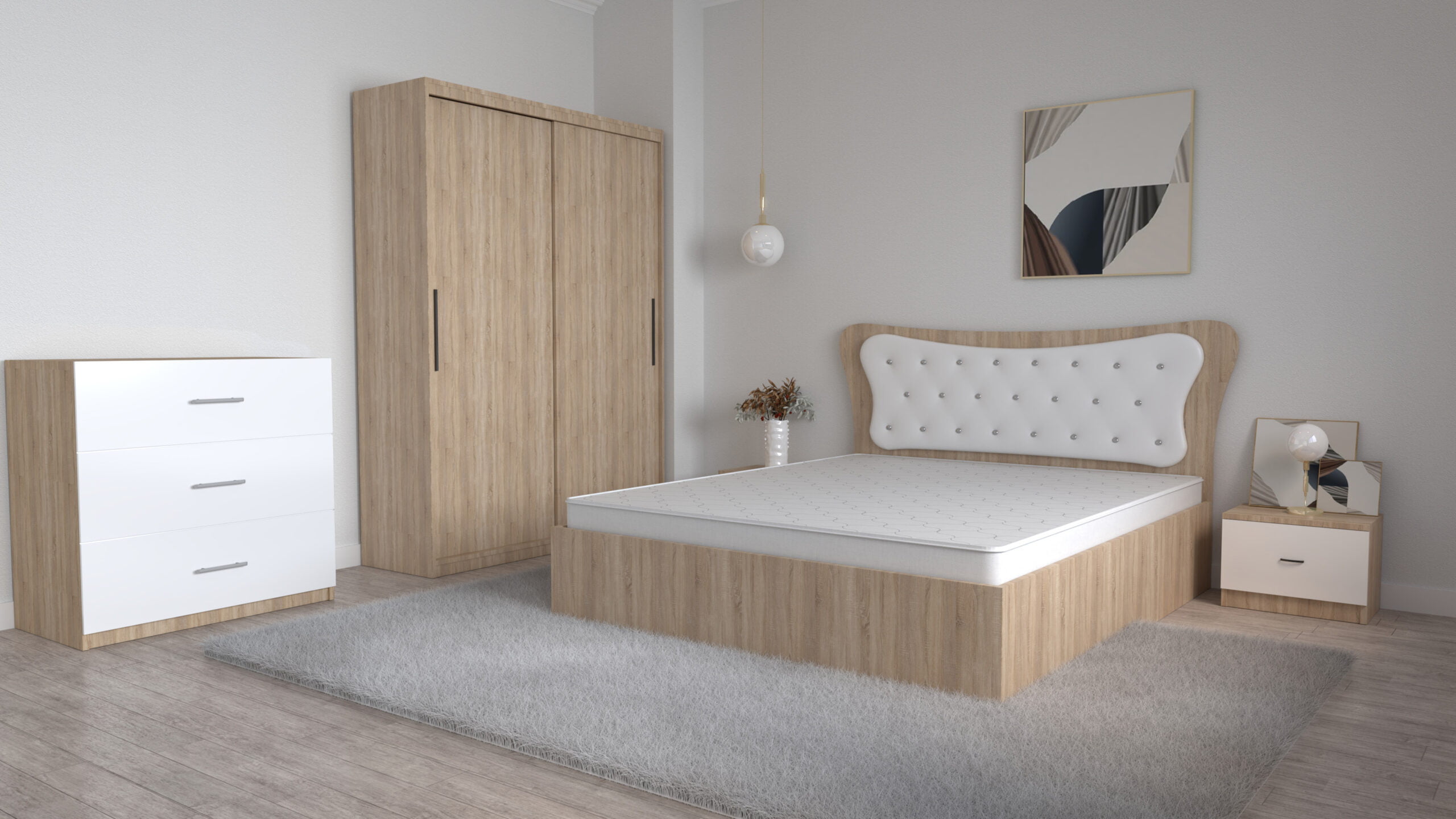 dormitor-dante-sonoma-cu-dressing-deluxe-sonoma-fara-oglinda-si-comoda-Alina-sonoma-3-sertare-scaled-1.jpg Dormitor Dante Sonoma Alb cu Pat Matrimonial Alb 160 cm x 200 cm Dulap Usi Glisante fara Oglinda Noptiere si Comoda Tv 3 Sertare - imagine 1