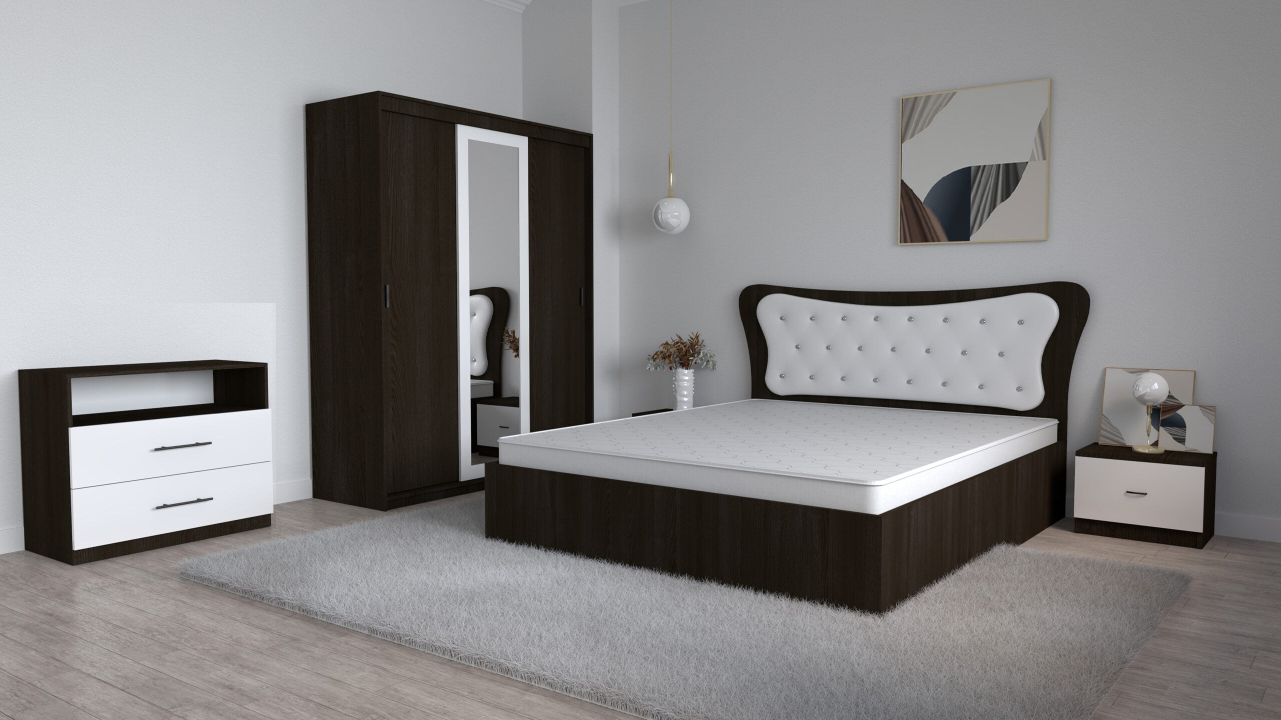 dormitor-dante-wenge-cu-dressing-Royal-wenge-cu-oglinda-si-comoda-Royal-wenge-scaled-1.jpg Dormitor Dante Magia Alb cu Pat Matrimonial 160 cm x 200 cm Dulap usi glisante royal cu oglinda Noptiere si comoda tv Royal - imagine 1