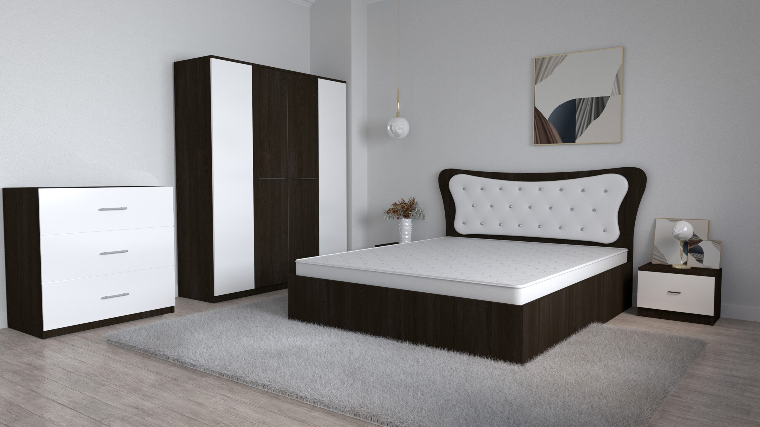 dormitor-dante-wenge-cu-dulap-Lorena-4-usi-wenge-si-comoda-Alina-wenge-3-sertare-scaled-1.jpg Dormitor Dante Magia Alb cu Pat Matrimonial 160 cm x 200 cm Dulap 4 usi Lorena Noptiere si comoda tv 3 sertare - imagine 1