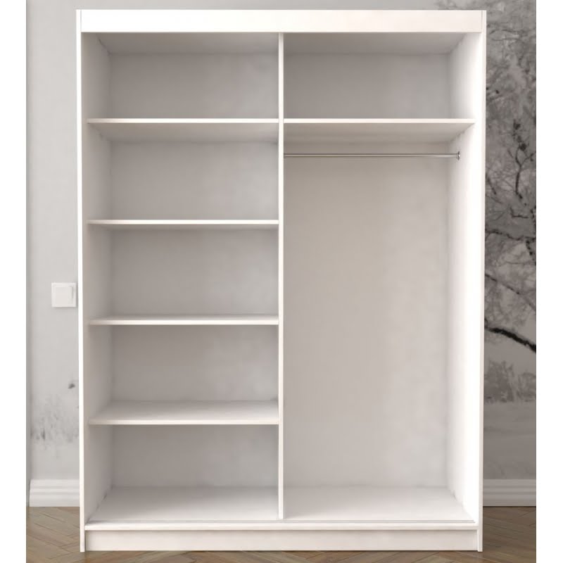 dressing-deluxe-150x200x61-cm-alb-cu-oglinda-2.jpg Dressing Sebastian 200 cm Alb cu usi glisante Albe - imagine 3