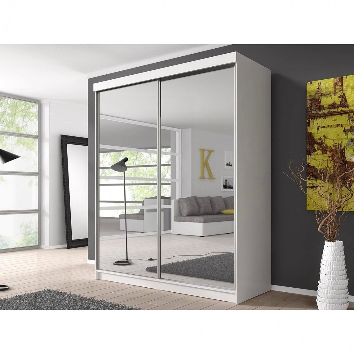 dressing-expert-20-alb-203-cm.jpg Dressing Expert 203 cm Alb cu usi glisante si oglinda - imagine 2