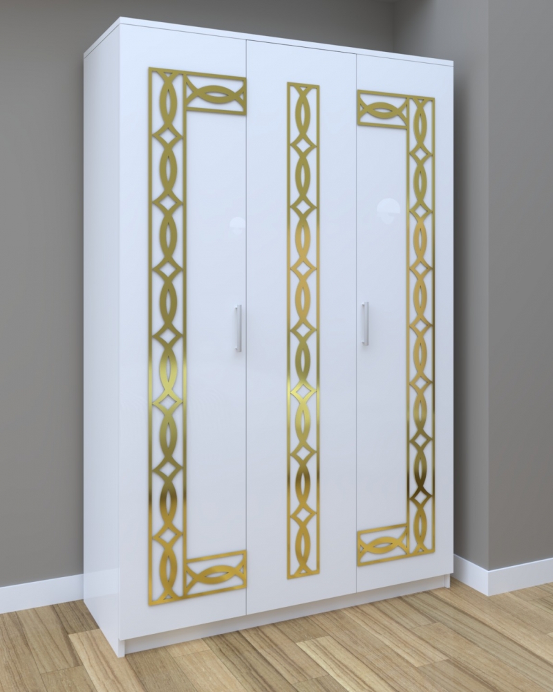 dressing-star-daria-gold-123-cm-gri-cu-usi-albe-fara-oglinda-1.jpg Dressing Star Daria Gold 123 cm alb cu usi albe fara oglinda - imagine 1