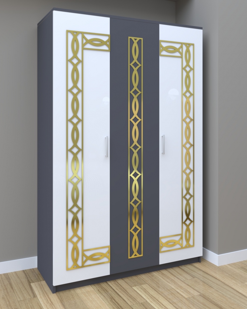 dressing-star-daria-gold-123-cm-gri-cu-usi-albe-fara-oglinda.jpg Dressing Star Daria Gold 123 cm gri cu usi albe fara oglinda - imagine 1