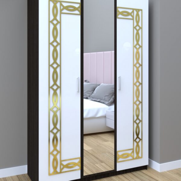 Dressing Star Daria Gold 123 cm wenge cu usi albe cu oglinda