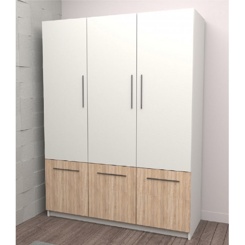 dulap-david-sonoma.jpg Dulap David Alb Sonoma 6 usi 150 cm x 200 cm - imagine 1