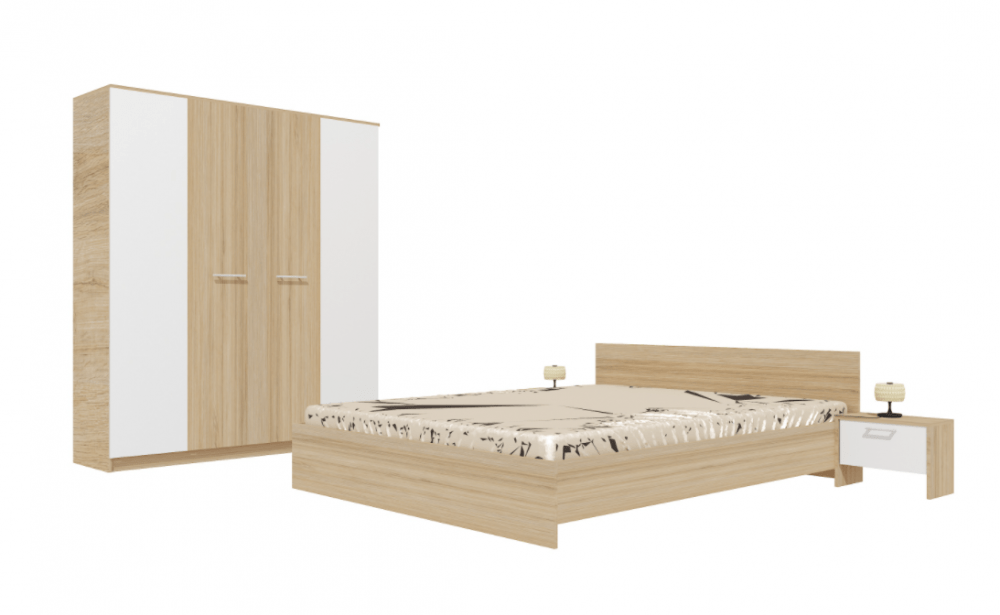 set-dormitor-lorena-stejar-sonoma-fara-comoda.png Set Dormitor Lorena Stejar Sonoma fara comoda - imagine 1